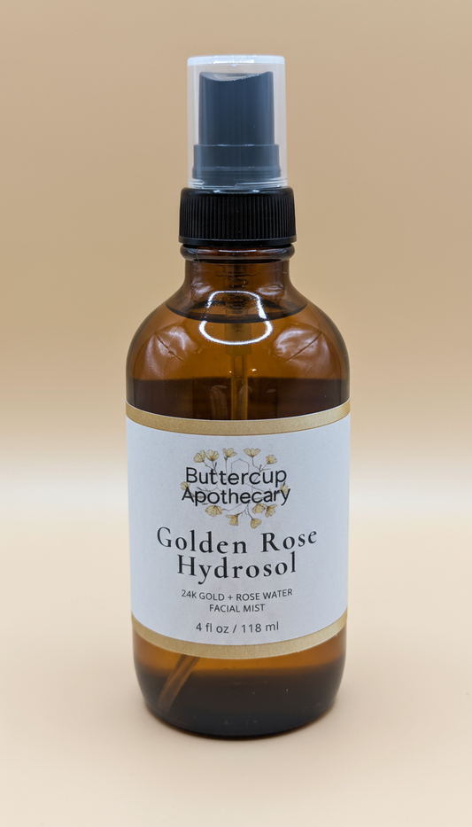 24k gold rose hydrosol natural facial toner pairs with grass fed tallow skincare