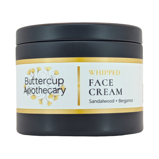 Buttercup Apothecary Sandalwood + Bergamot Whipped Face Cream, front view